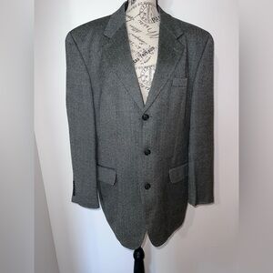 Calvin Klein America Herringbone Blazer Lambswool Cashmere Gray 42R